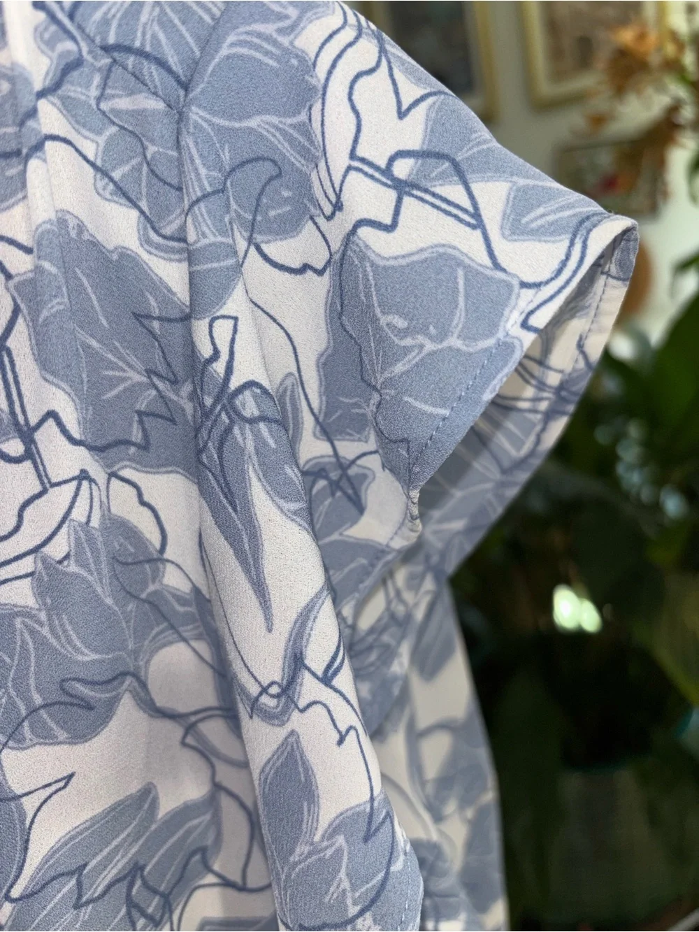 Chaus Blue & White Blouse with Leaf Print - Picture 4 of 9